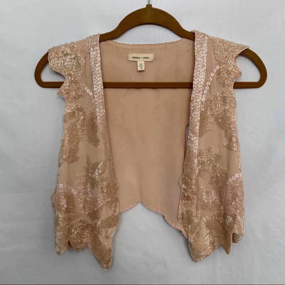 [Silence + Noise] Beaded Cropped Vest- Soft Pink
